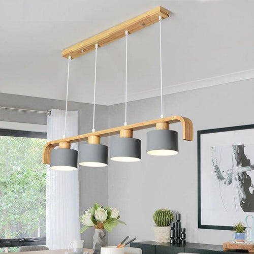 Suspension moderne à LED en bois et abat-jour (plusieurs couleurs) - vue 4 sur 15