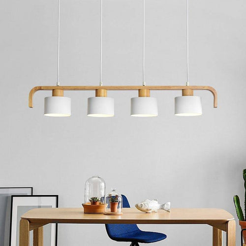 Suspension moderne à LED en bois et abat-jour (plusieurs couleurs) - vue 3 sur 15
