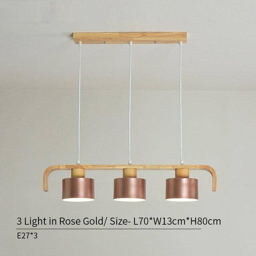 Suspension moderne à LED en bois et abat-jour (plusieurs couleurs) - vue 7 sur 15