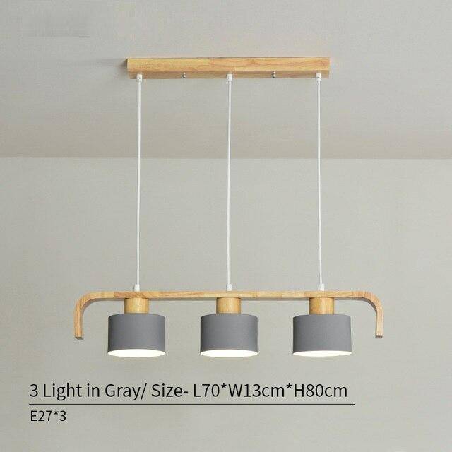 Suspension moderne à LED en bois et abat-jour (plusieurs couleurs) - vue 8 sur 15