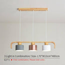 Suspension moderne à LED en bois et abat-jour (plusieurs couleurs)