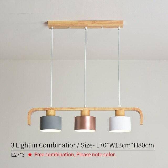 Suspension moderne à LED en bois et abat-jour (plusieurs couleurs) - vue 9 sur 15
