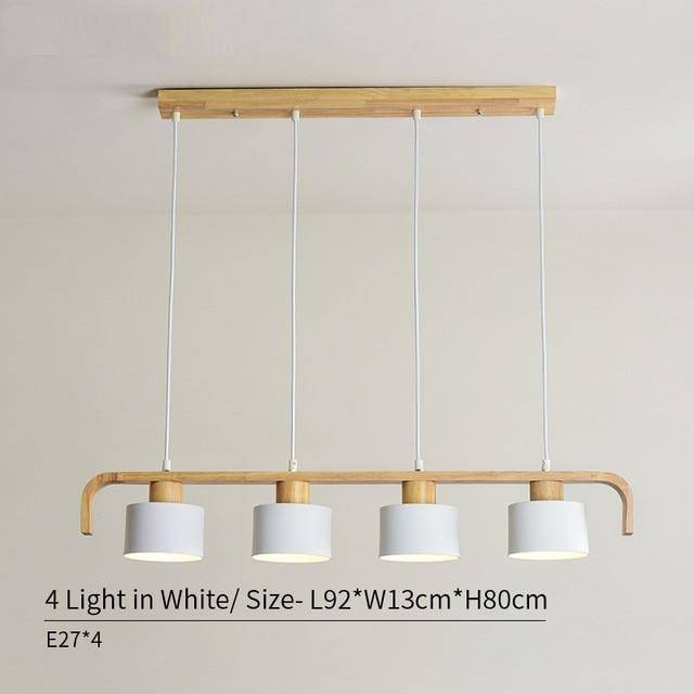 Suspension moderne à LED en bois et abat-jour (plusieurs couleurs) - vue 10 sur 15
