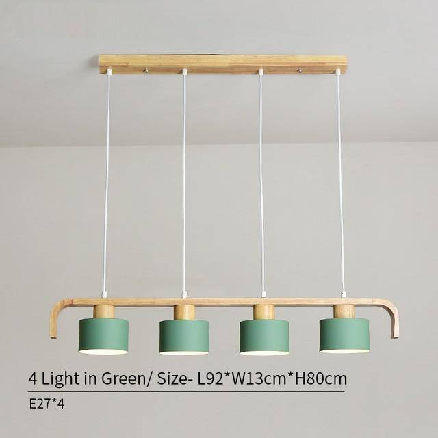 Suspension moderne à LED en bois et abat-jour (plusieurs couleurs) - vue 14 sur 15