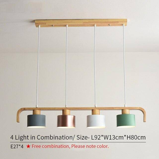 Suspension moderne à LED en bois et abat-jour (plusieurs couleurs) - vue 11 sur 15