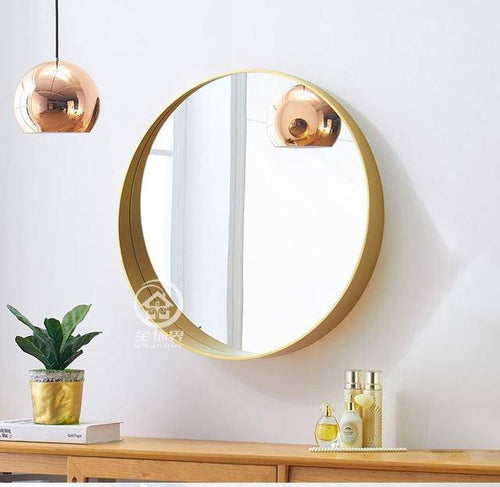 Miroir mural rond à bord coloré en métal - vue 6 sur 9