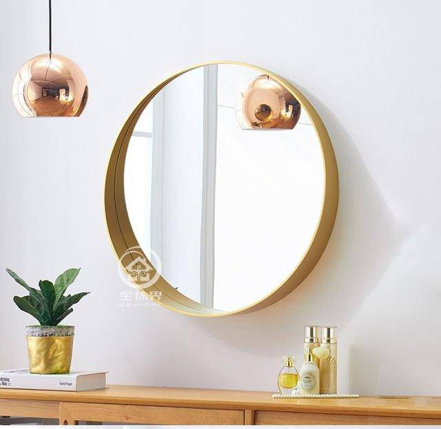 Miroir mural rond à bord coloré en métal - vue 5 sur 9