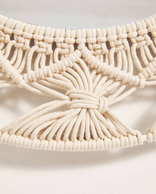 Miroir mural décoratif rond en tissu Macrame - vue 6 sur 8