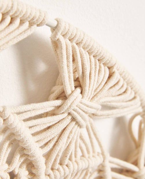 Miroir mural décoratif rond en tissu Macrame - vue 8 sur 8