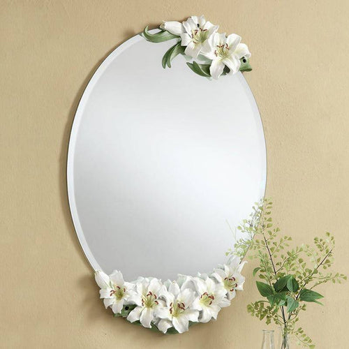 Miroir mural ovale à fleurs Lilies - vue 3 sur 6