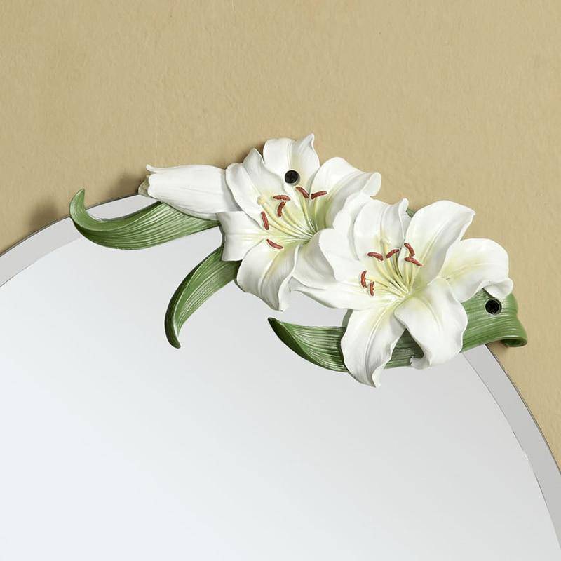 Miroir mural ovale à fleurs Lilies - vue 3 sur 6