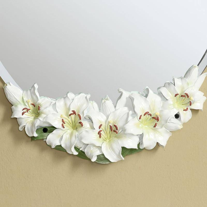 Miroir mural ovale à fleurs Lilies - vue 5 sur 6