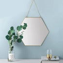 Miroir mural décoratif hexagonal à bordure en bois Geometric