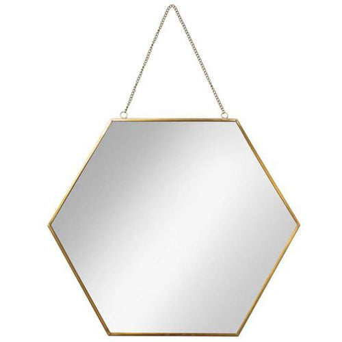 Miroir mural décoratif hexagonal à bordure en bois Geometric - vue 7 sur 10