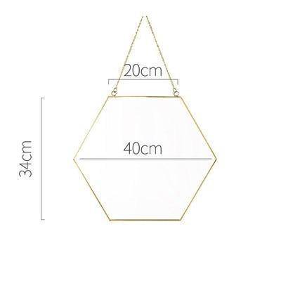 Miroir mural décoratif hexagonal à bordure en bois Geometric - vue 8 sur 10