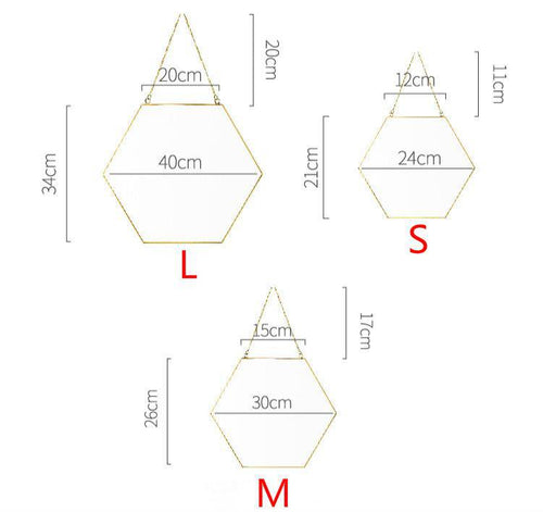 Miroir mural décoratif hexagonal à bordure en bois Geometric - vue 10 sur 10