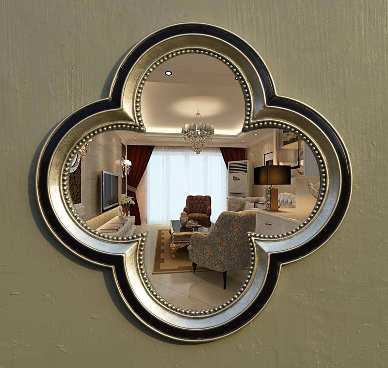 Miroir mural décoratif trèfle à 4 feuilles rétro - vue 4 sur 16