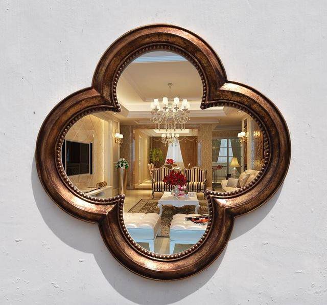 Miroir mural décoratif trèfle à 4 feuilles rétro - vue 8 sur 16