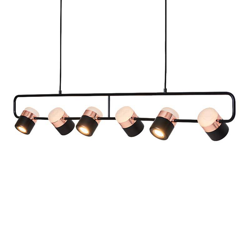 Lustre suspendue LED avec spots rose gold - vue 6 sur 8