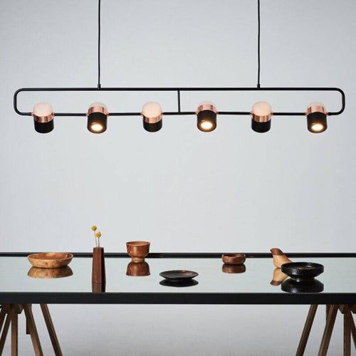 Lustre suspendue LED avec spots rose gold - vue 8 sur 8