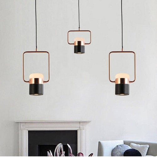 Lustre suspendue LED avec spots rose gold - vue 3 sur 8