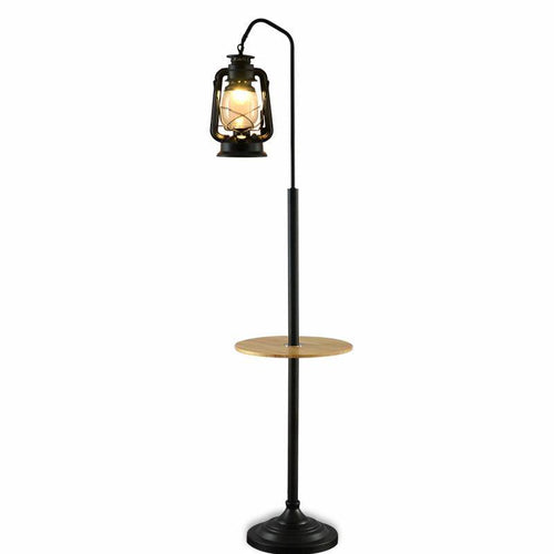Lampadaire LED retro avec table et lanterne vintage Kerozene - vue 2 sur 2