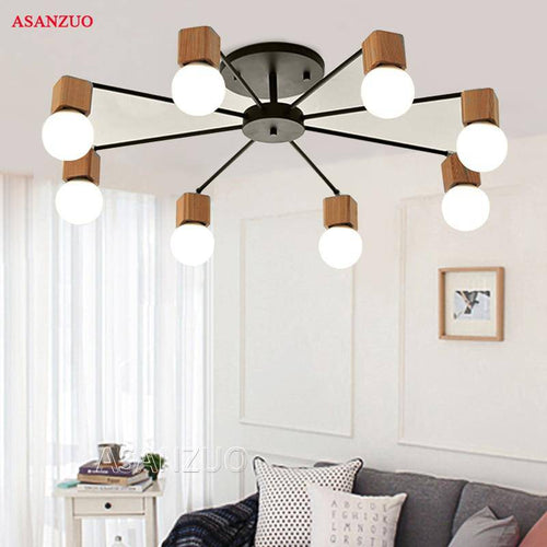 Plafonnier LED en bois et métal à une ou plusieurs lampes - vue 2 sur 8
