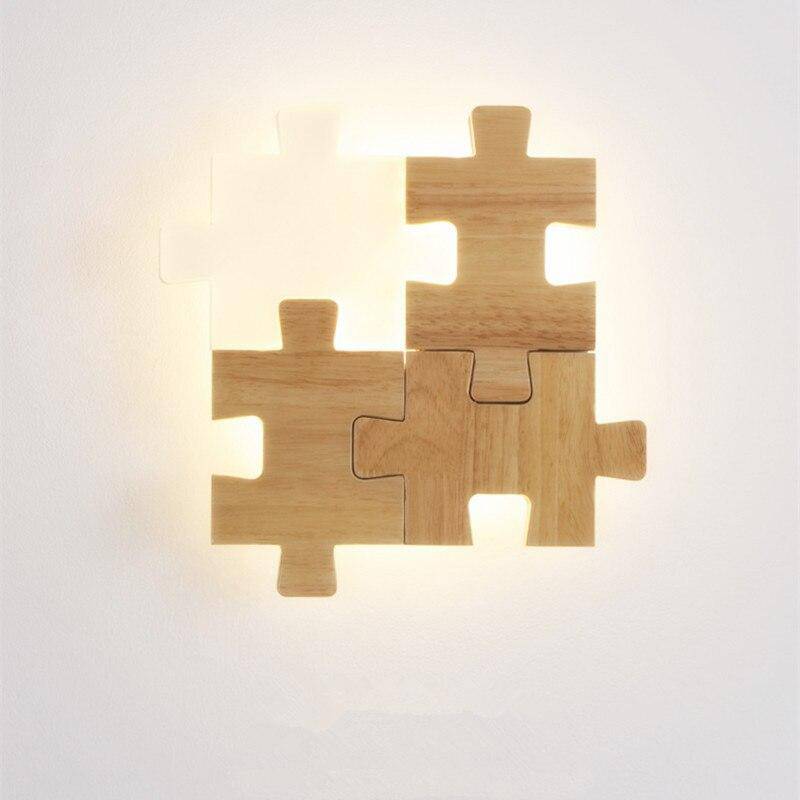Applique murale design en forme de puzzle en bois - vue 5 sur 8