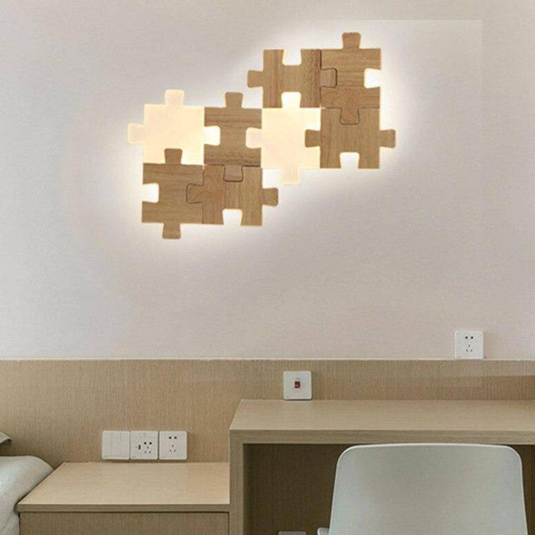 Applique murale design en forme de puzzle en bois - vue 4 sur 8