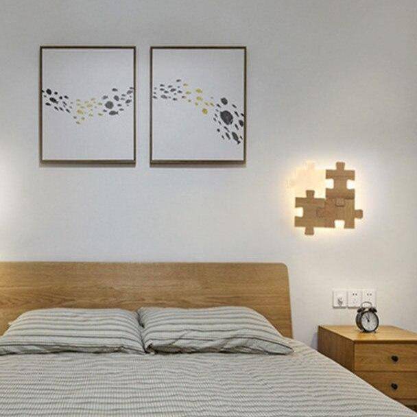 Applique murale design en forme de puzzle en bois - vue 2 sur 8