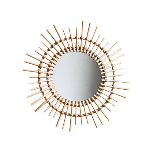 Miroir mural décoratif rond en rotin doré Rattan - vue 5 sur 5