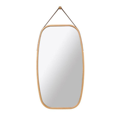 Miroir mural suspendu rectangle arrondi aux bords marrons Wear - vue 4 sur 4