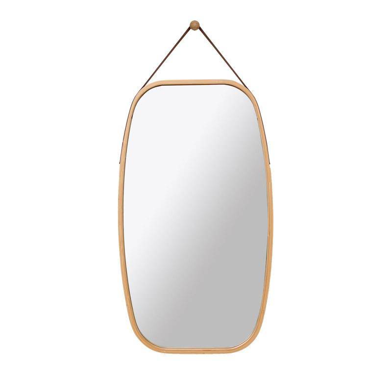 Miroir mural suspendu rectangle arrondi aux bords marrons Wear - vue 4 sur 4
