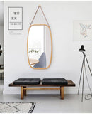 Miroir mural suspendu rectangle arrondi aux bords marrons Wear