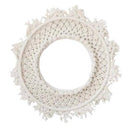 Miroir mural rond en tissu beige Bohemian