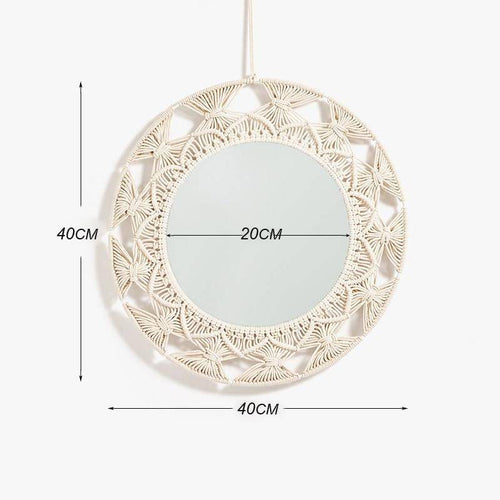 Miroir mural décoratif rond en tissu Macrame - vue 9 sur 8
