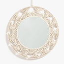 Miroir mural décoratif rond en tissu Macrame