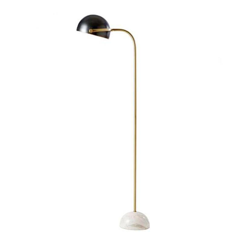 Lampadaire design doré avec abat-jour boule noire et base en marbre - vue 5 sur 9