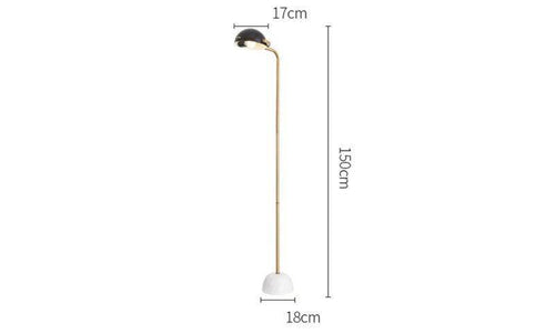 Lampadaire design doré avec abat-jour boule noire et base en marbre - vue 9 sur 9