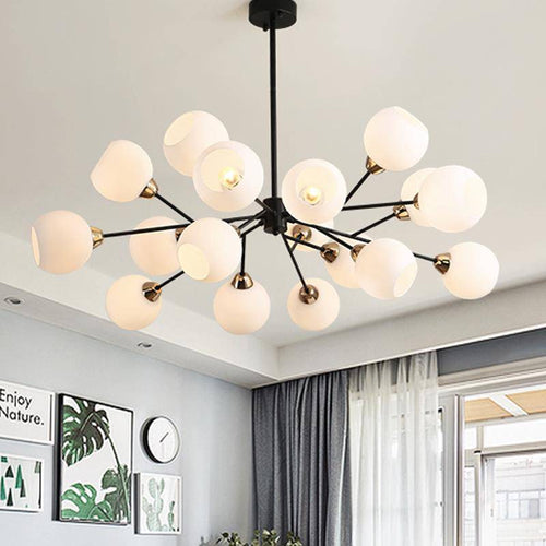 Lustre industriel avec plusieurs boules de verre Foyer - vue 3 sur 10