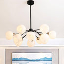 Lustre industriel avec plusieurs boules de verre Foyer