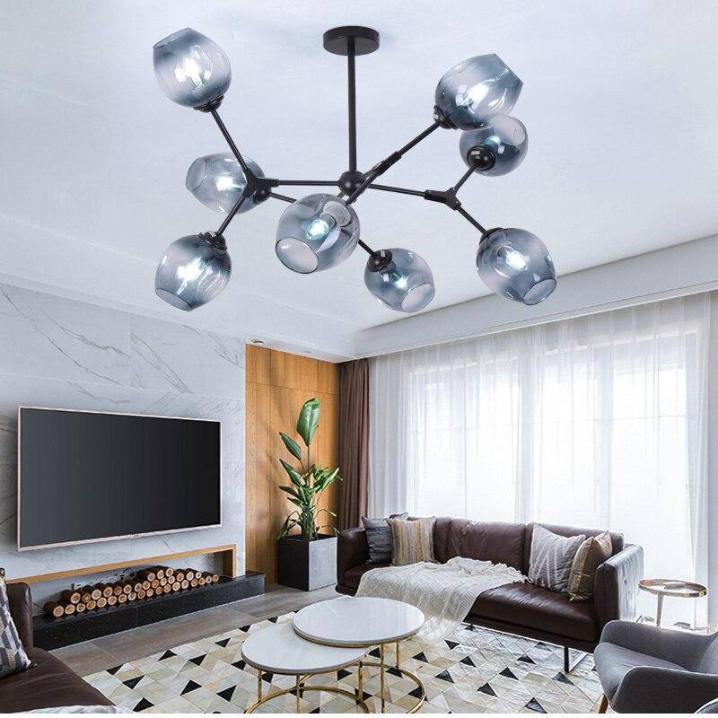 Lustre design à LED branches en métal et lampes en verre Lindsey - vue 9 sur 9