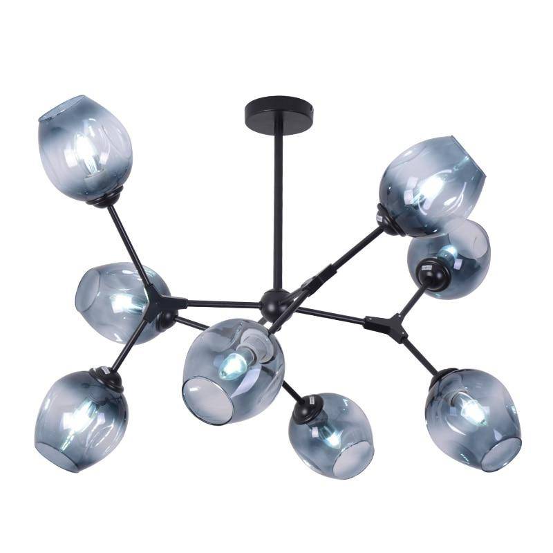 Lustre design à LED branches en métal et lampes en verre Lindsey - vue 3 sur 9