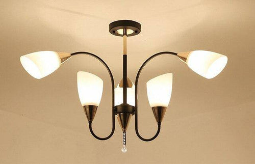 Lustre LED avec bras arrondis et lampes en verre Room - vue 6 sur 10