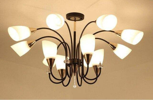 Lustre LED avec bras arrondis et lampes en verre Room - vue 7 sur 10