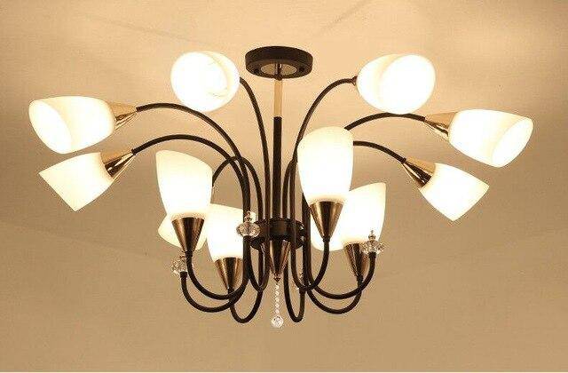 Lustre LED avec bras arrondis et lampes en verre Room - vue 6 sur 10