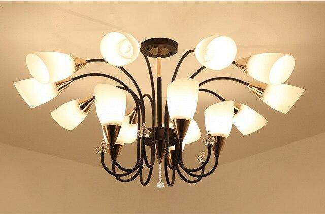 Lustre LED avec bras arrondis et lampes en verre Room - vue 7 sur 10