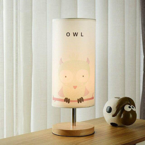 Lampe de chevet (ou bureau) en bois avec dessin d'animaux pour enfant - vue 5 sur 6