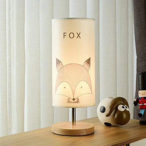 Lampe de chevet (ou bureau) en bois avec dessin d'animaux pour enfant - vue 6 sur 6