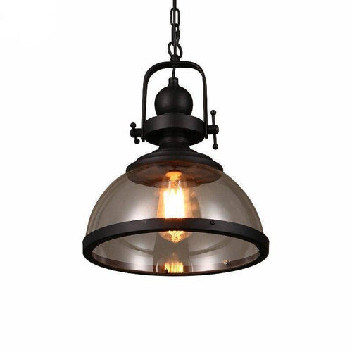 Suspension industrielle LED avec abat-jour en verre et métal noir rétro - vue 4 sur 4